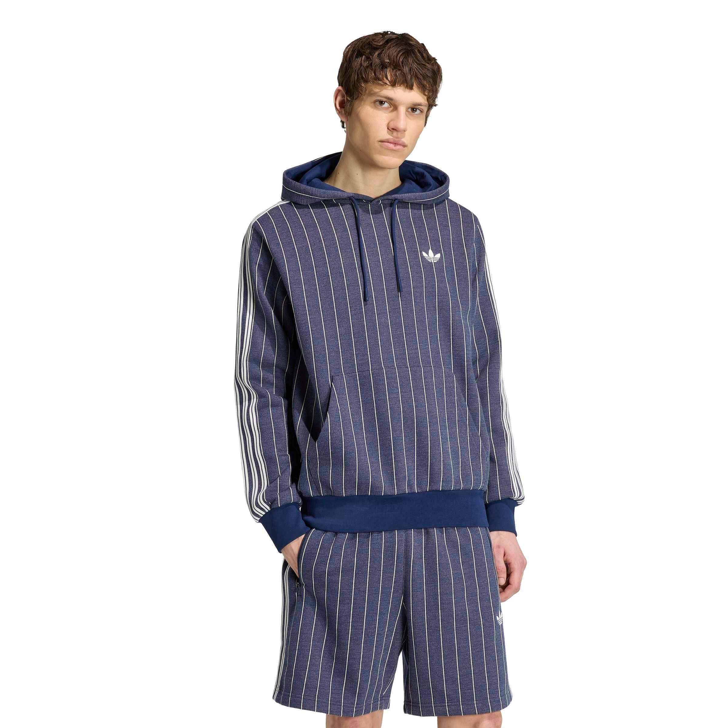 adidas Originals Men's Pinstripes Hoodie - Blue - BLUE